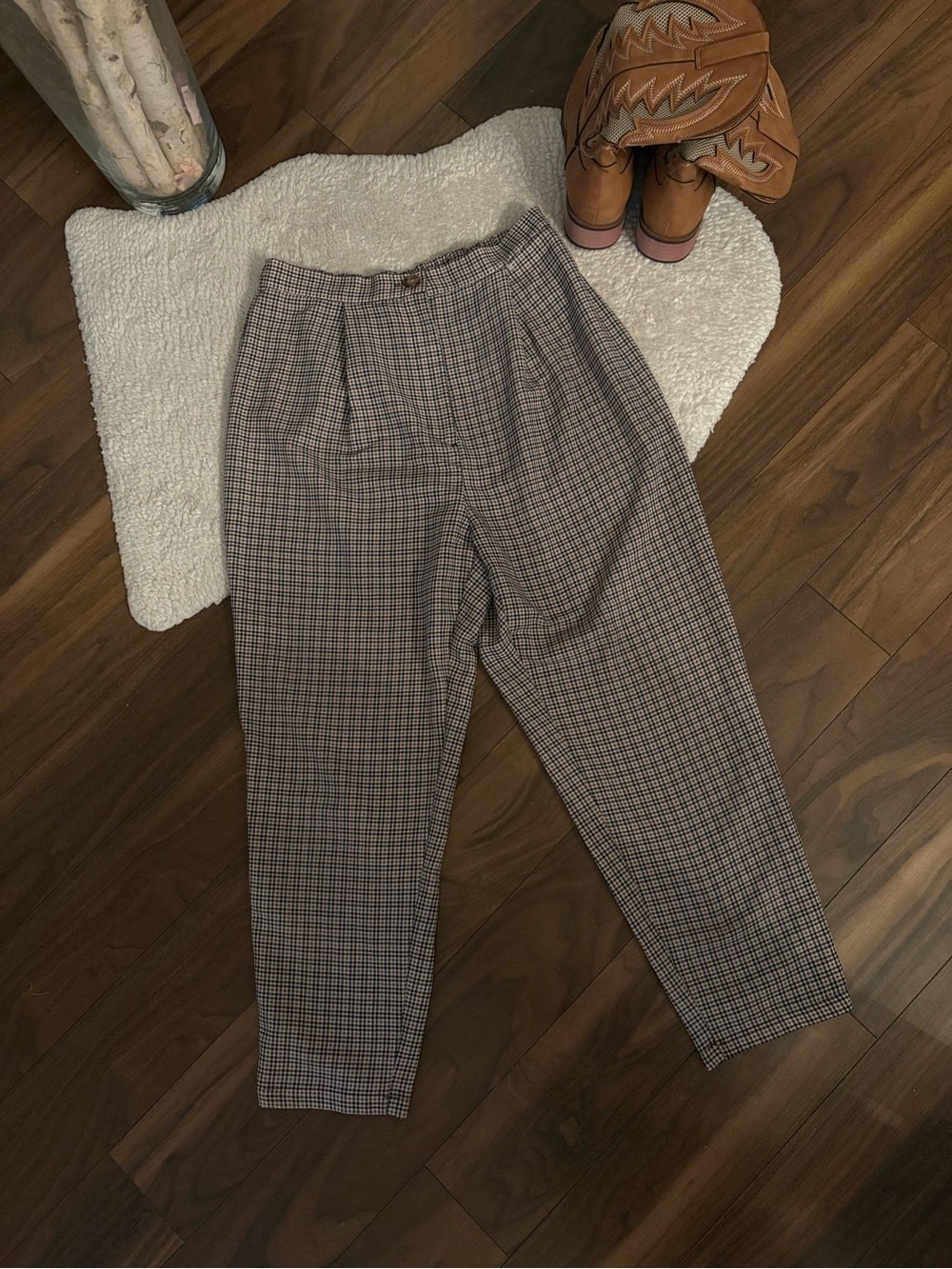 🌙PLAID HIGH-WAIST TROUSERS
